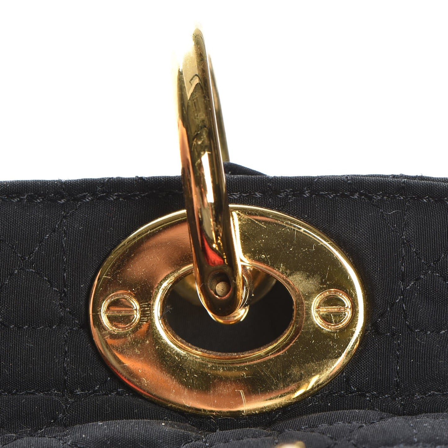 Nylon Cannage Medium Lady Dior Black