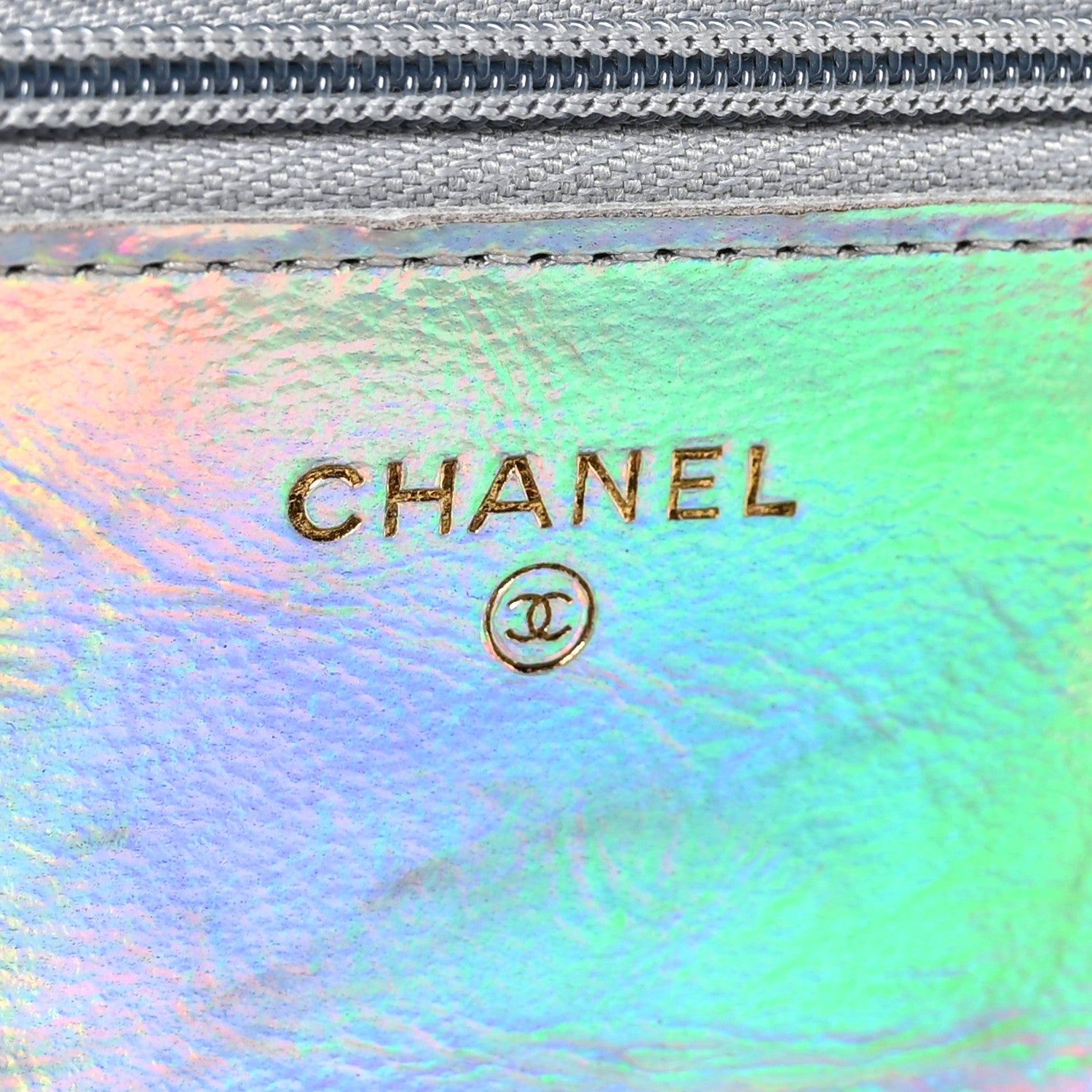 Chanel Iridescent Goatskin Quilted Wallet On Chain WOC Silver 6 of 12