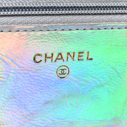 Chanel Iridescent Goatskin Quilted Wallet On Chain WOC Silver 6 of 12