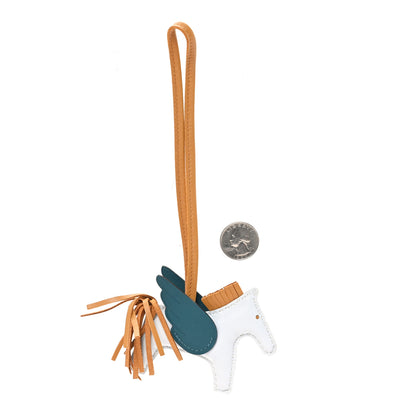 Hermes Milo Lambskin Grigri Rodeo Pegase Horse Bag Charm PM Bleu Brume Sesame Vert Bosphore 2 of 5