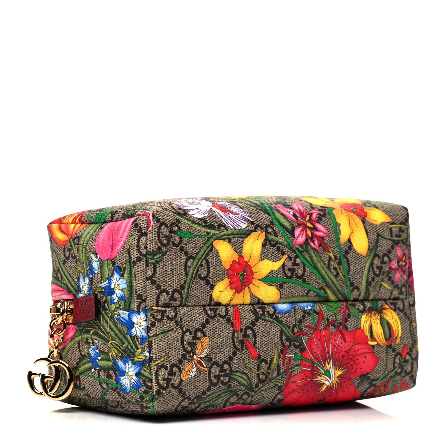 Gucci Soft GG Supreme Monogram Flora Calfskin Medium Ophidia Cosmetic Case Beige Ebony Multicolor Rosso 4 of 9