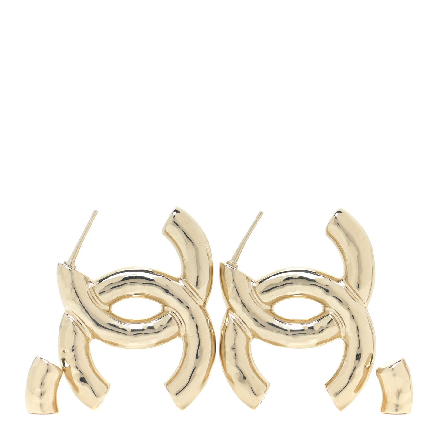 Metal Large CC Earrings Light Gold