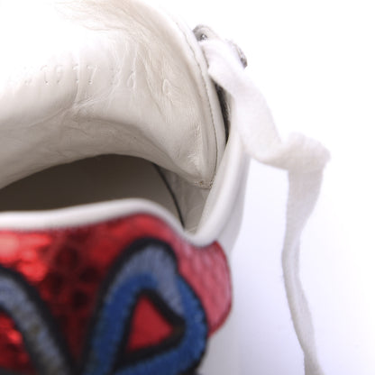 Gucci Calfskin Web Floral Embroidered Womens Ace Sneakers 36 White 9 of 10