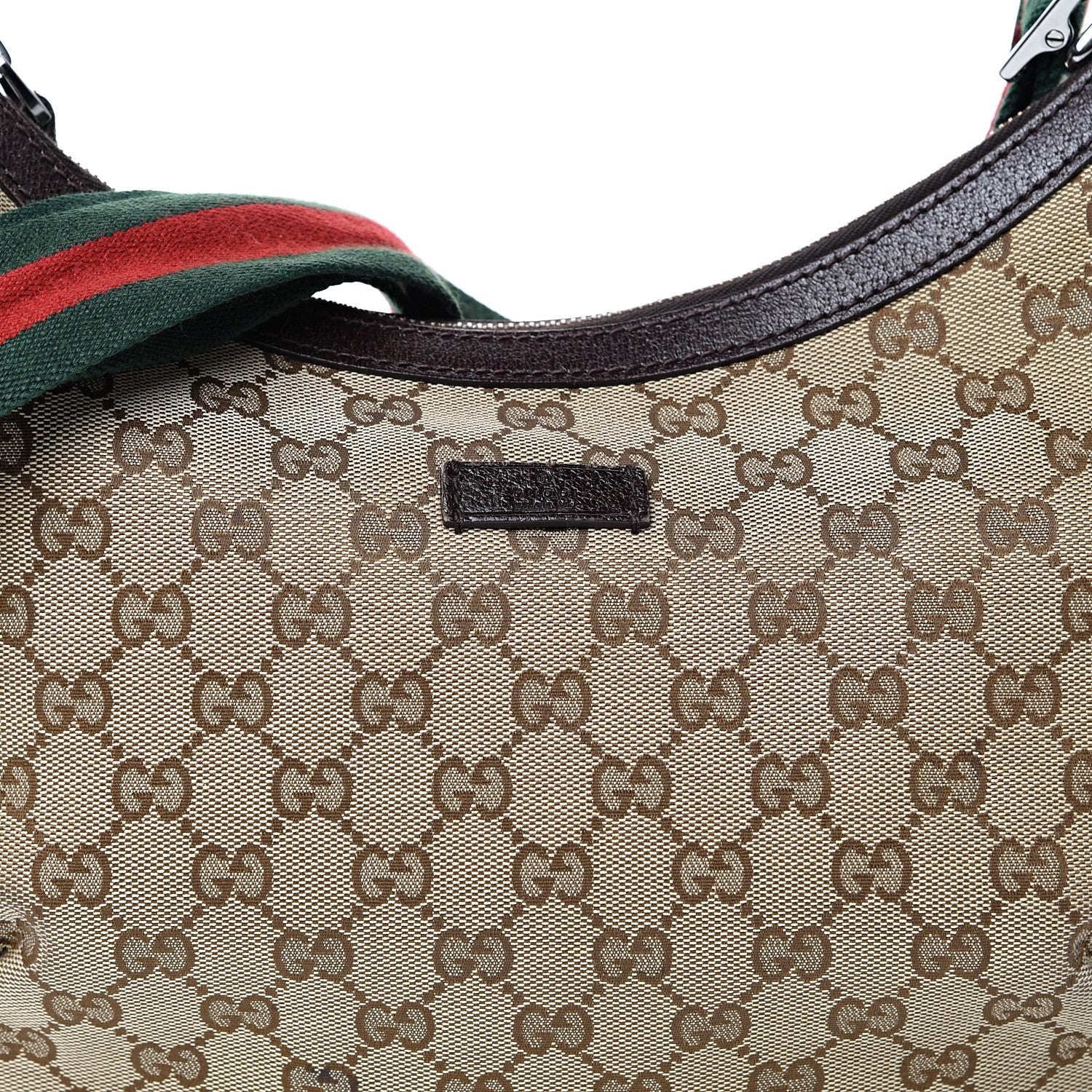 Gucci Monogram Web Medium Half Moon Hobo Dark Brown 13 of 21