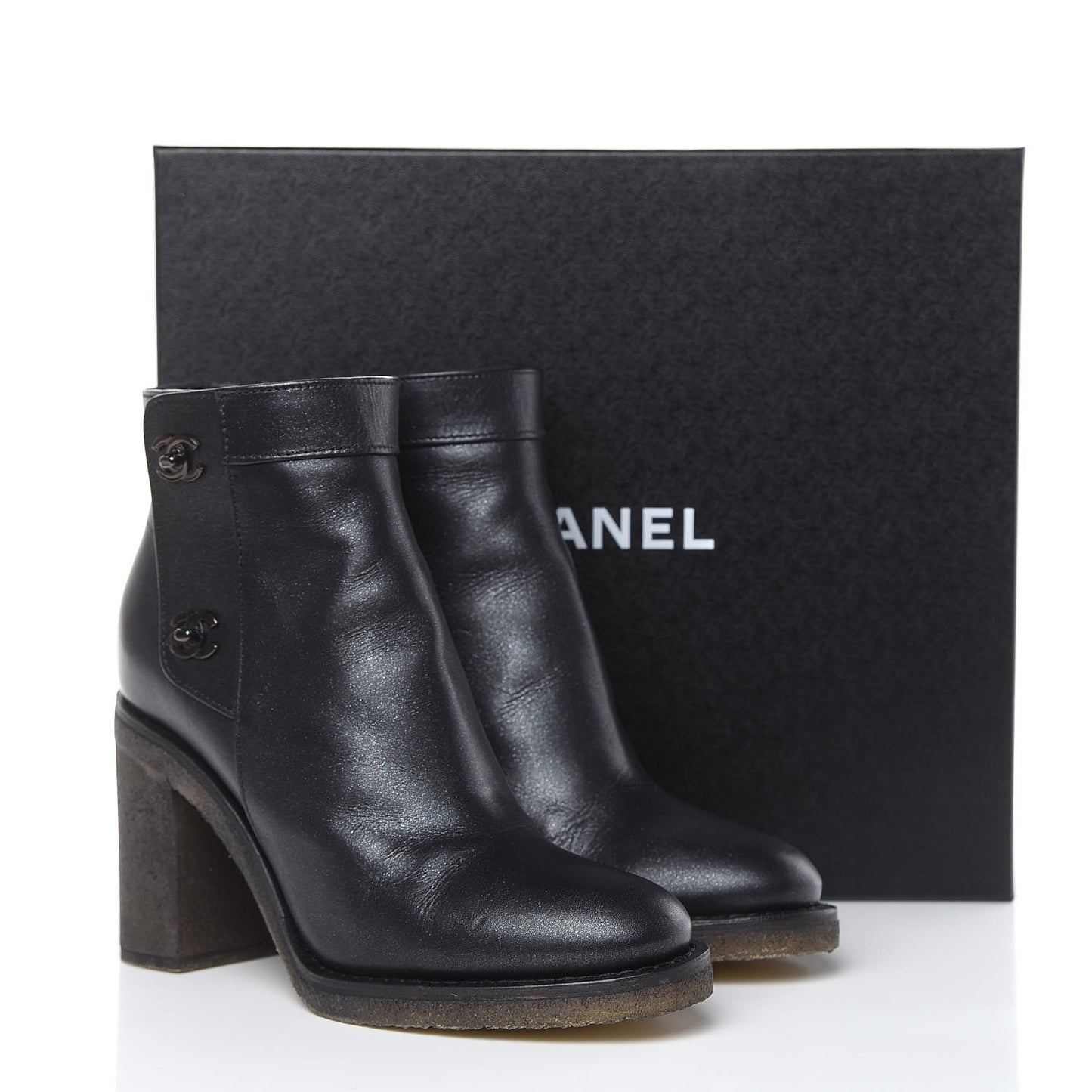 Goatskin CC Turnlock Ankle Boots 39.5 Black