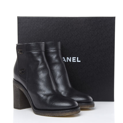 Chanel Goatskin CC Turnlock Ankle Boots 39.5 Black 13 of 13