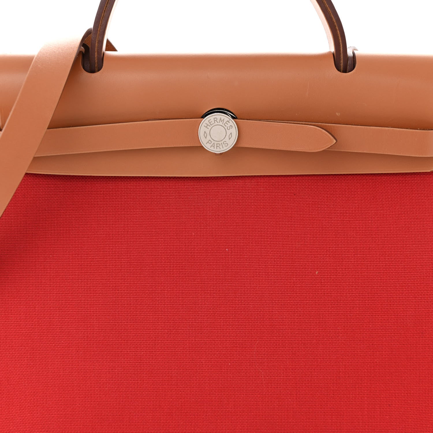Hermes Vache Hunter Toile Herbag Zip 31 PM Rouge Tomate Natural 9 of 12