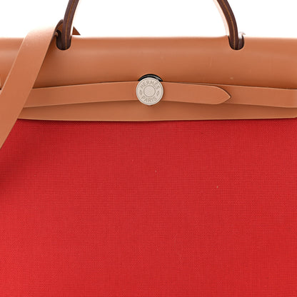Hermes Vache Hunter Toile Herbag Zip 31 PM Rouge Tomate Natural 9 of 12