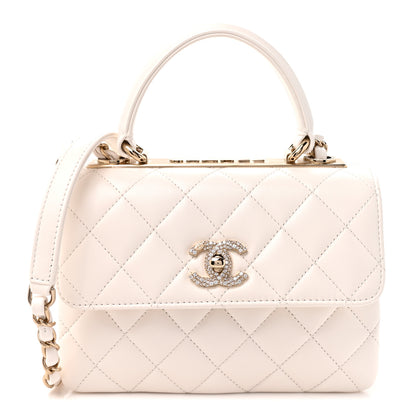 Chanel Lambskin Crystal Quilted Mini Trendy CC Dual Handle Flap Bag White 1 of 11