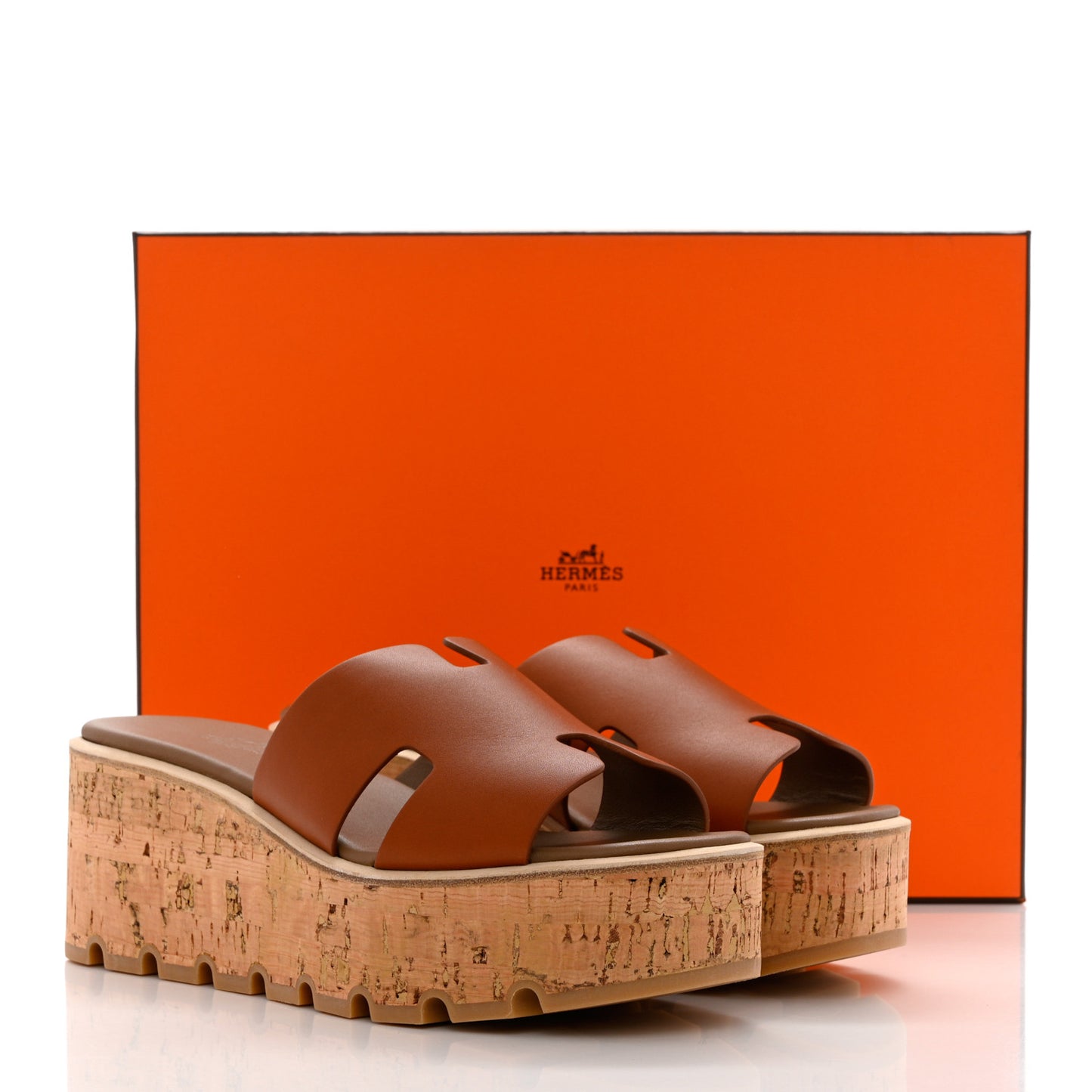 Calfskin Cork Eze 30 Sandals 39 Marron Glaise