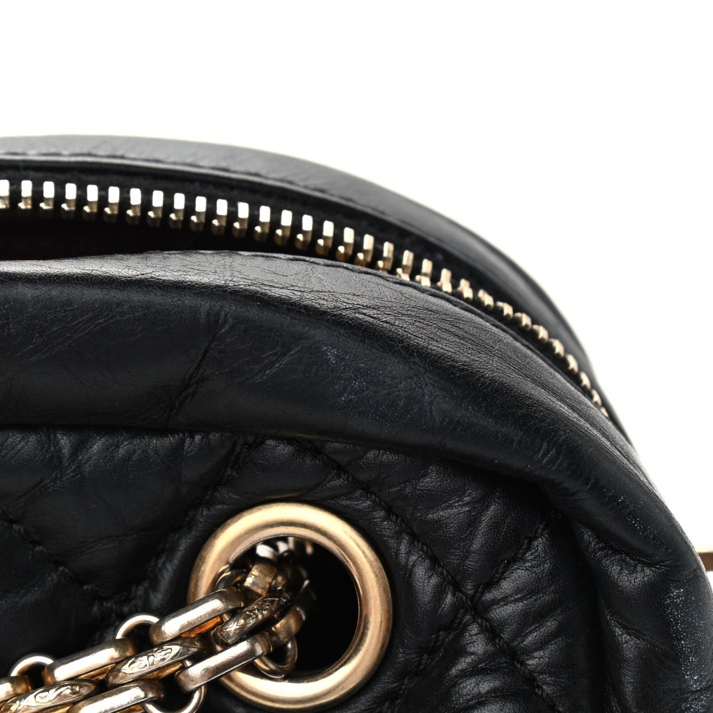 Aged Calfskin Quilted Medium Reissue Camera Case Black