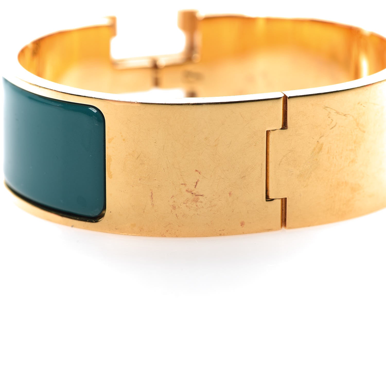 Hermes Enamel Wide Clic Clac H Bracelet PM Malachite 6 of 7