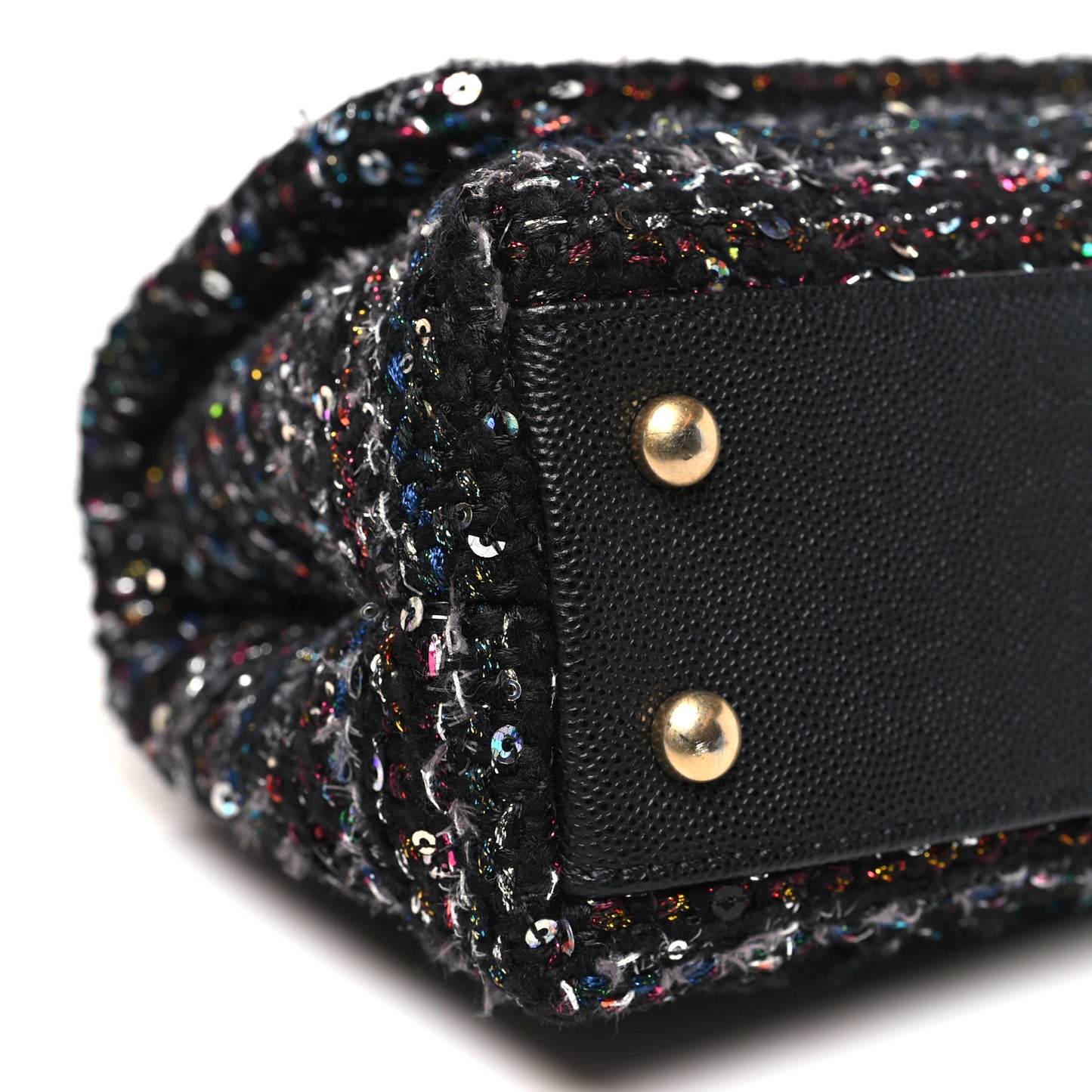 Tweed Sequin Mini Coco Handle Flap Black