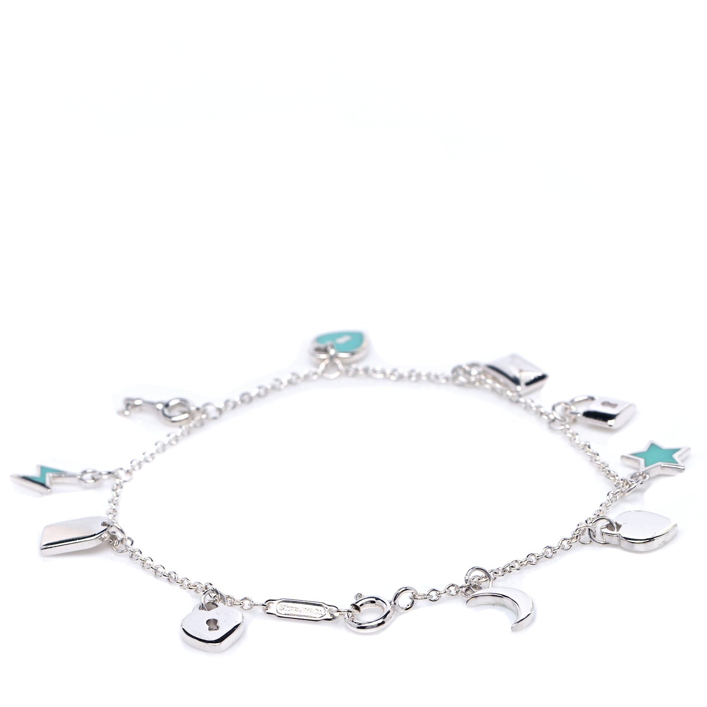 Sterling Silver Enamel Love Notes Charm Bracelet Blue