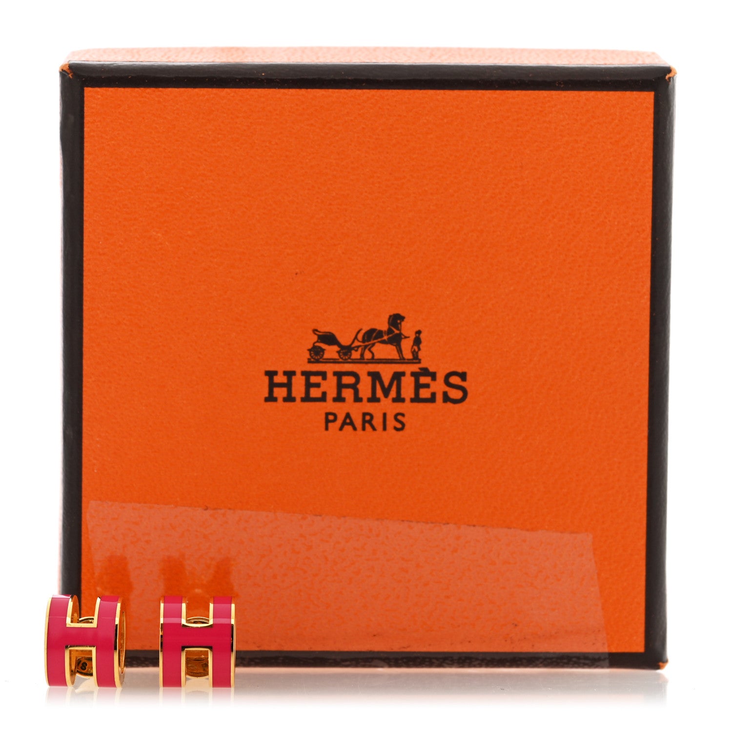 Hermes Rose Gold Lacquered Mini Pop H Earrings Rose Extreme 5 of 5