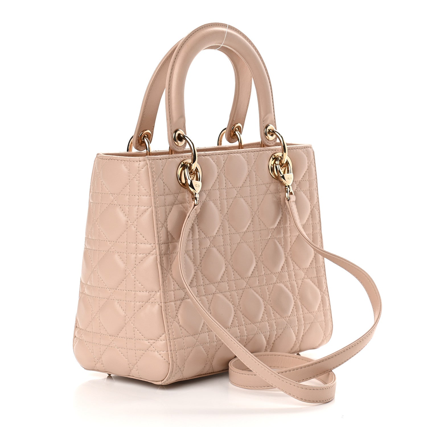 Christian Dior Lambskin Cannage Medium Lady Dior Rose Poudre 2 of 9