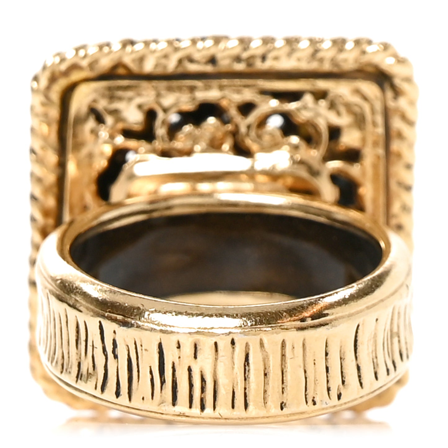 Enamel Gripoix CC Ring 52 6 Gold Burgundy