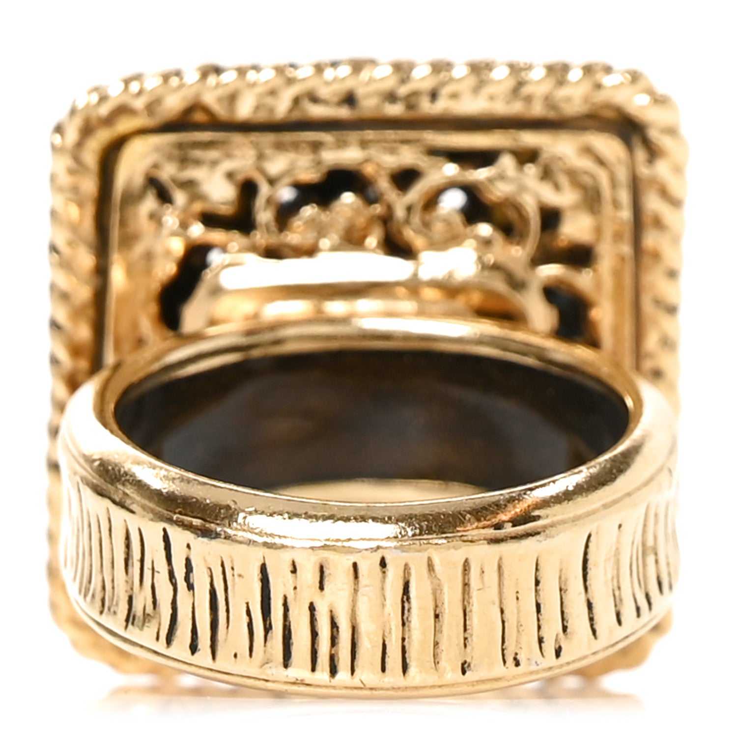 Chanel Enamel Gripoix CC Ring 52 6 Gold Burgundy 3 of 5