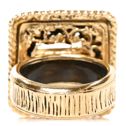 Chanel Enamel Gripoix CC Ring 52 6 Gold Burgundy 3 of 5