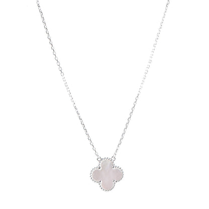Van Cleef & Arpels 18K White Gold Mother of Pearl Vintage Alhambra Pendant Necklace 1 of 8