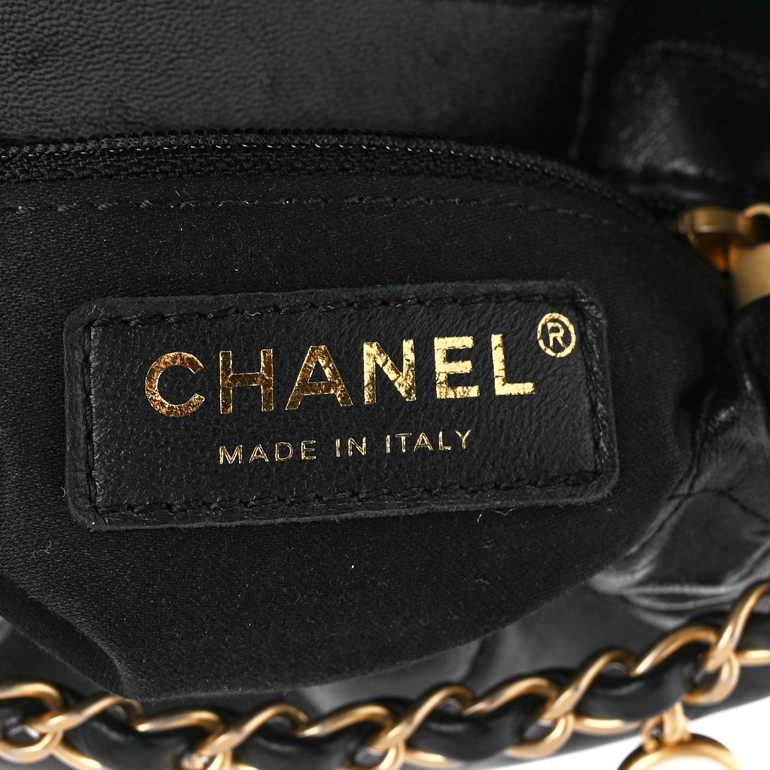 Chanel Lambskin Resin Quilted Small Bucket Bag Black 6 of 12