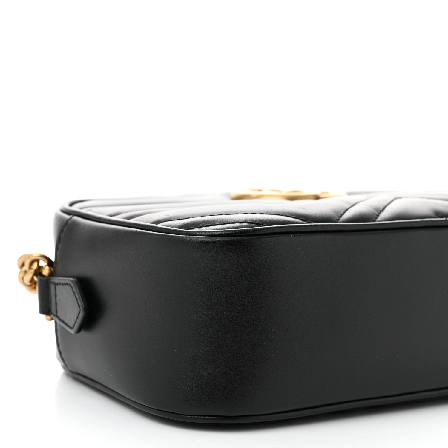 Gucci Calfskin Matelasse Small GG Marmont Chain Shoulder Bag Black 9 of 10