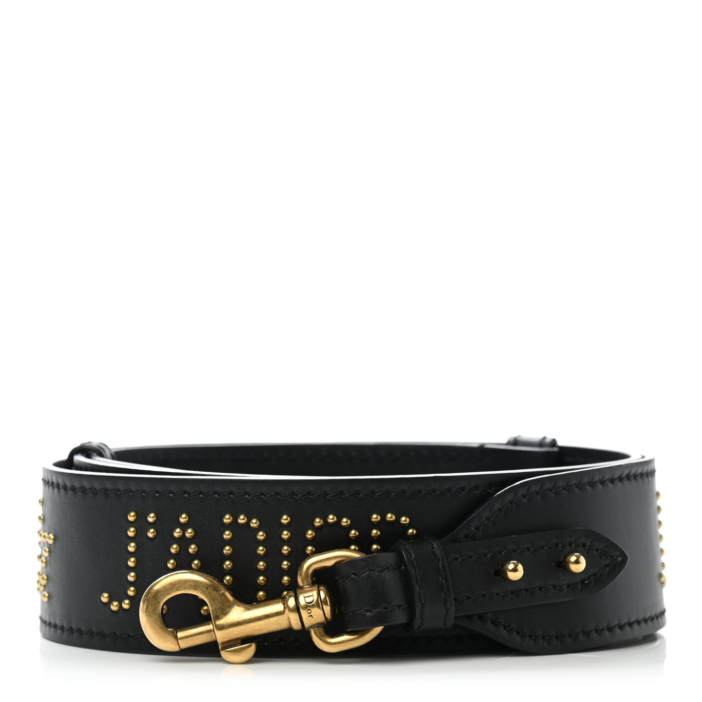 Calfskin Studded J’Adior Shoulder Strap Black