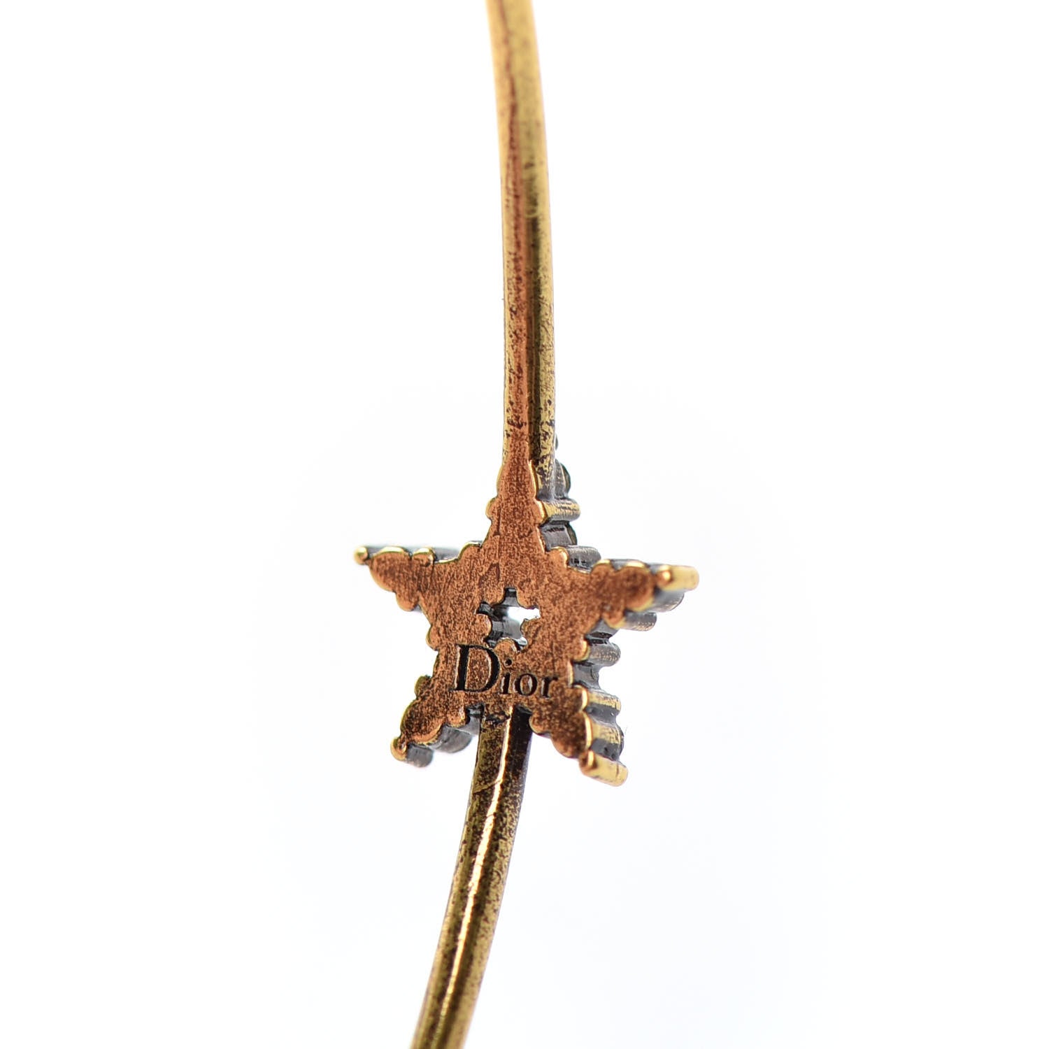Christian Dior Metal Crystal J'Adior Hoop Earrings Aged Gold 3 of 4