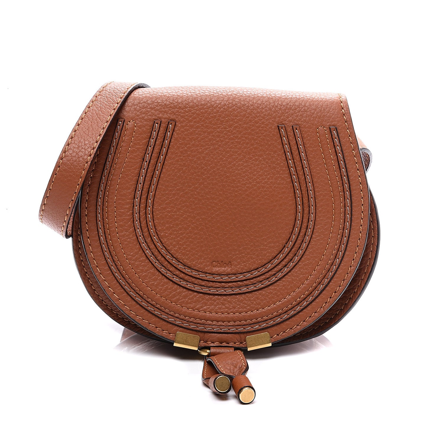 Calfskin Mini Marcie Round Crossbody Bag Tan