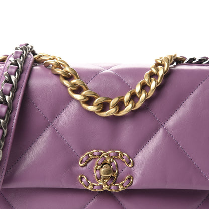 Chanel Goatskin Quilted Medium Chanel 19 Flap Violet Purple 10 of 15