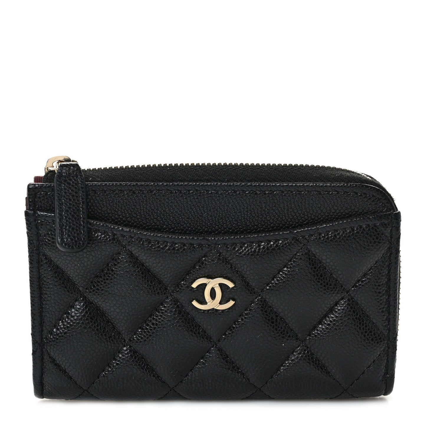 Caviar Quilted CC Zip Around Card Holder Black