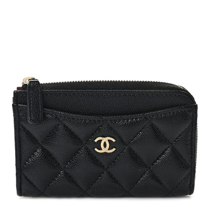 Chanel Caviar Quilted CC Zip Around Card Holder Black 1 of 7