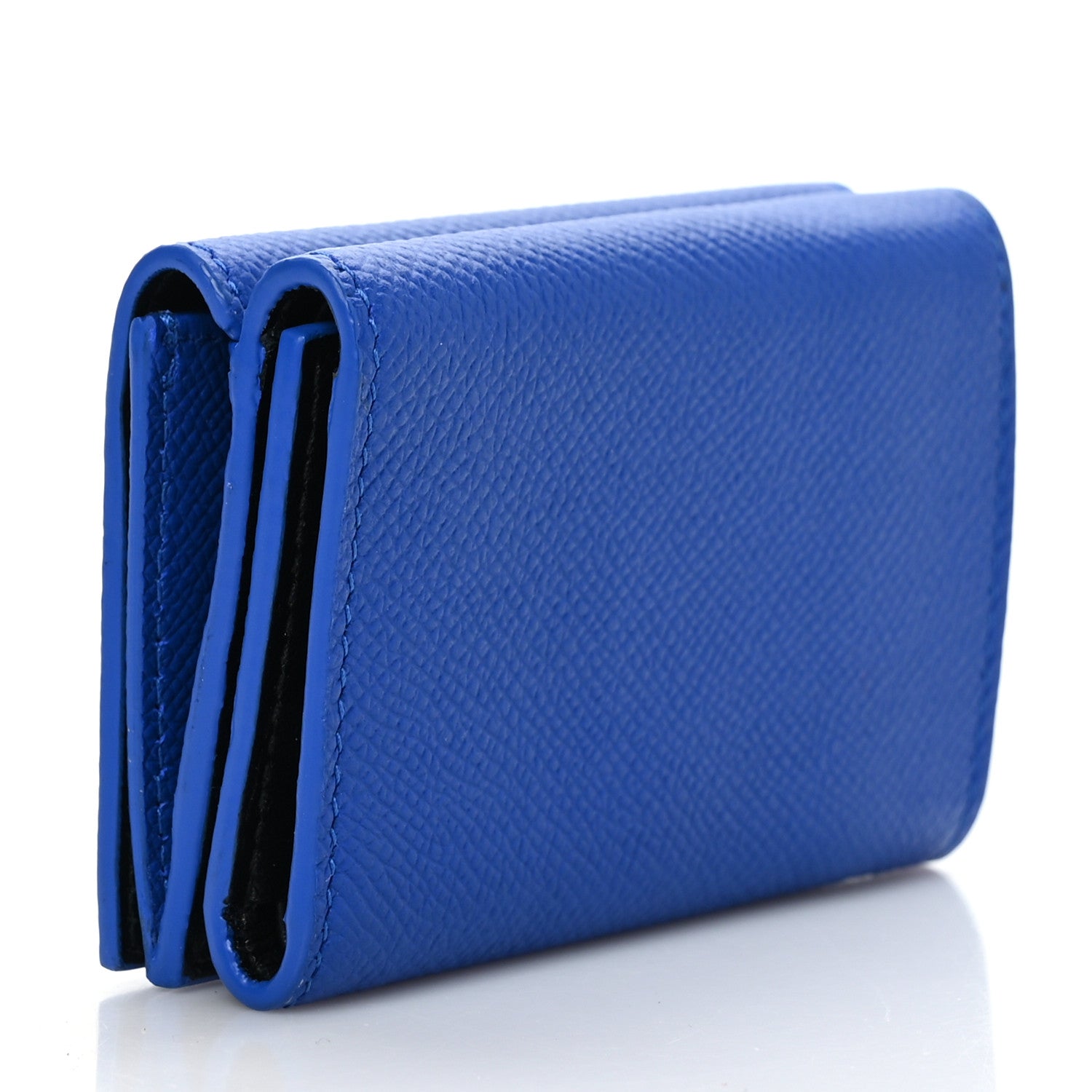Balenciaga Signature Grained Calfskin Logo Mini Ville Wallet Blue 3 of 8