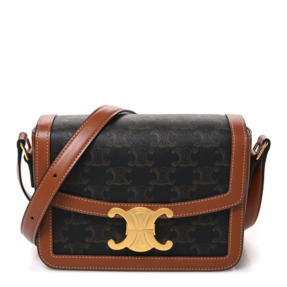 Celine Calfskin Triomphe Canvas Teen Triomphe Bag Tan 1 of 11