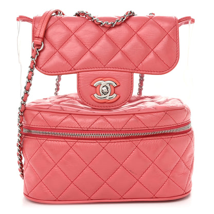 Chanel Crumpled Calfskin PVC Quilted Flap Pink 1 of 12