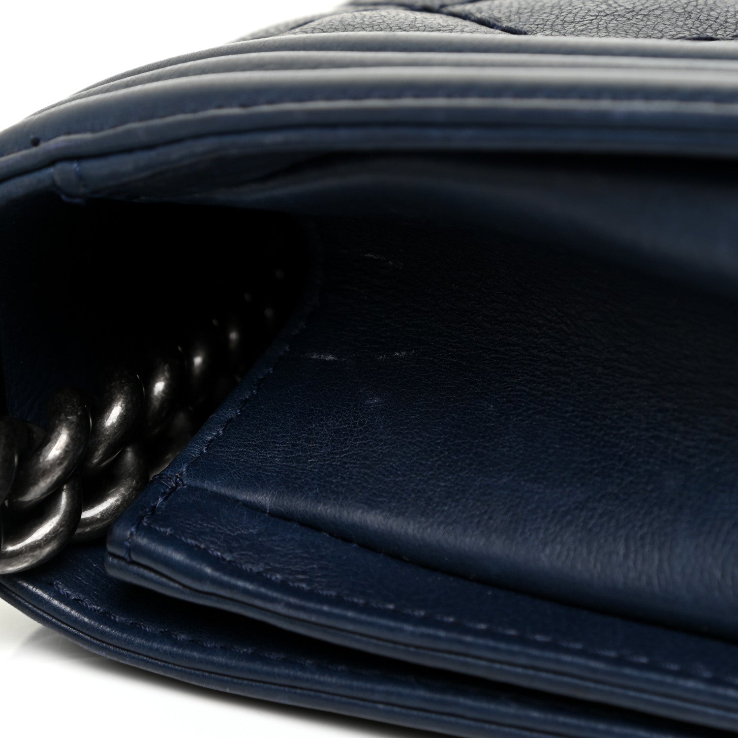 Chanel Calfskin Double Stitch Large Boy Flap Navy Blue 18 of 19