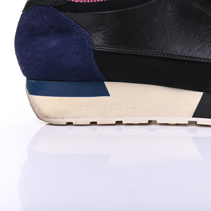 Balenciaga Calfskin Neoprene Mesh Suede Womens Race Runner Sneakers 37 Black Bleu Pink 8 of 8