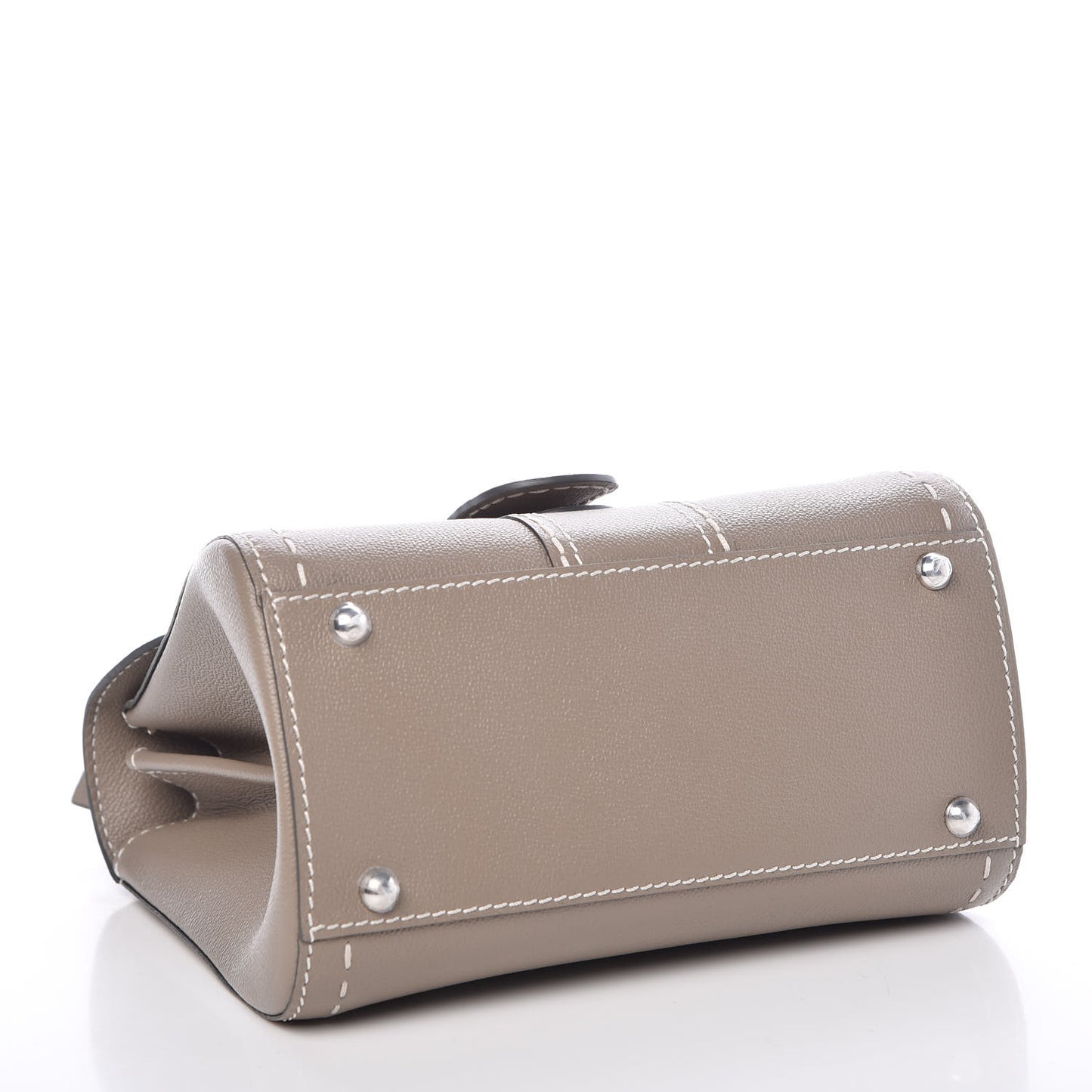 Grained Rodeo Calfskin Surpique Mini Brillant Satchel Tourterelle Ivory