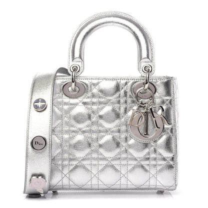 Christian Dior Metallic Grained Calfskin Cannage Small Lucky Badges My Lady Dior Silver 1 of 8