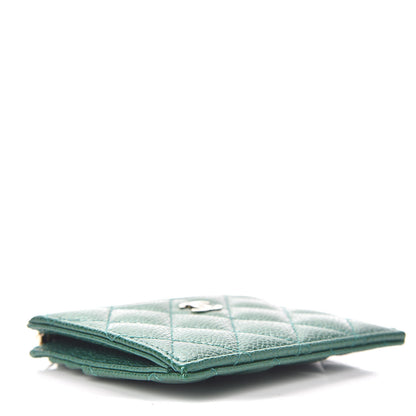 Chanel Metallic Caviar Quilted CC Zip Card Holder Green 4 of 8
