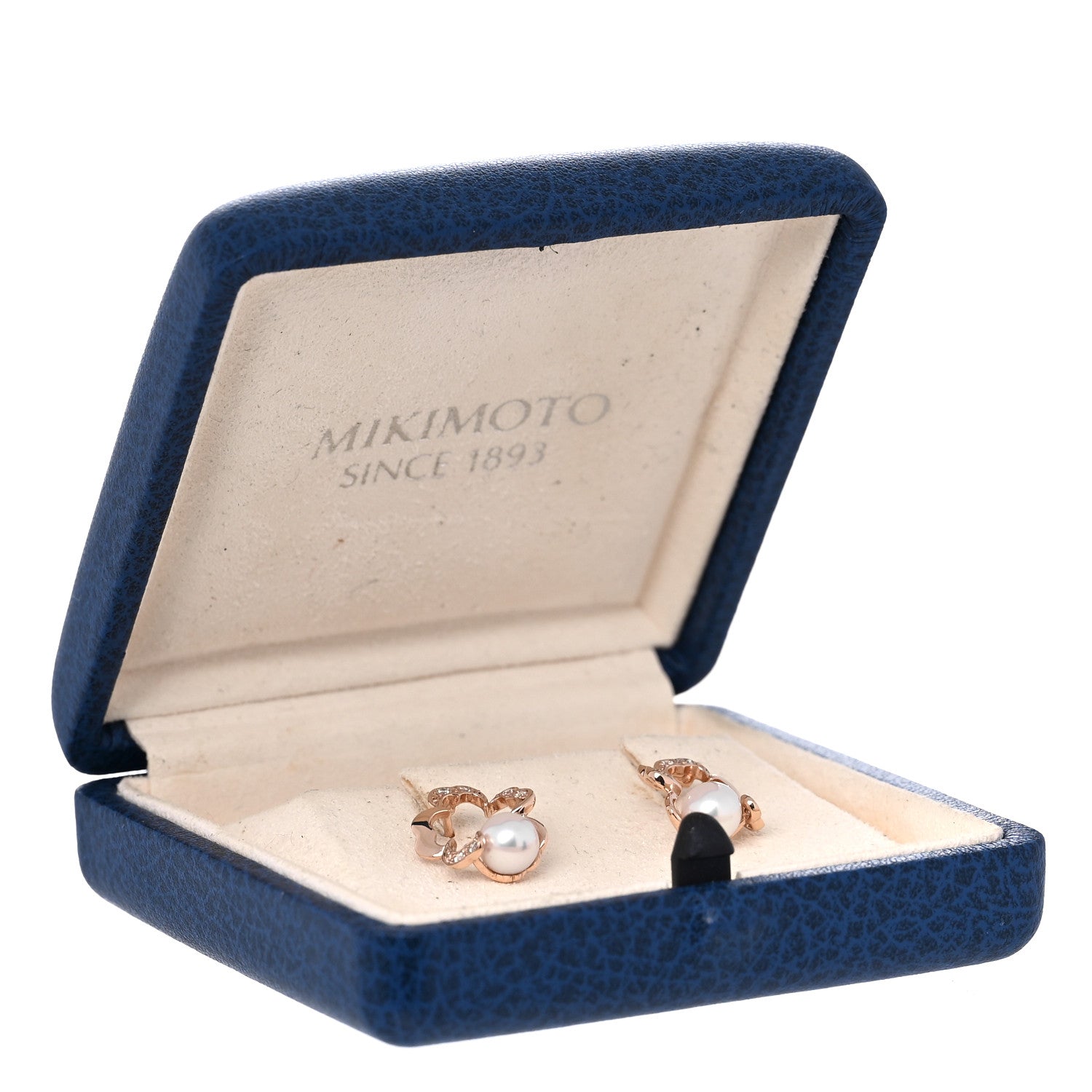 Mikimoto 18K Rose Gold Diamond Akoya Pearl 6mm Cherry Blossom Earrings 5 of 5