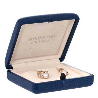 Mikimoto 18K Rose Gold Diamond Akoya Pearl 6mm Cherry Blossom Earrings 5 of 5