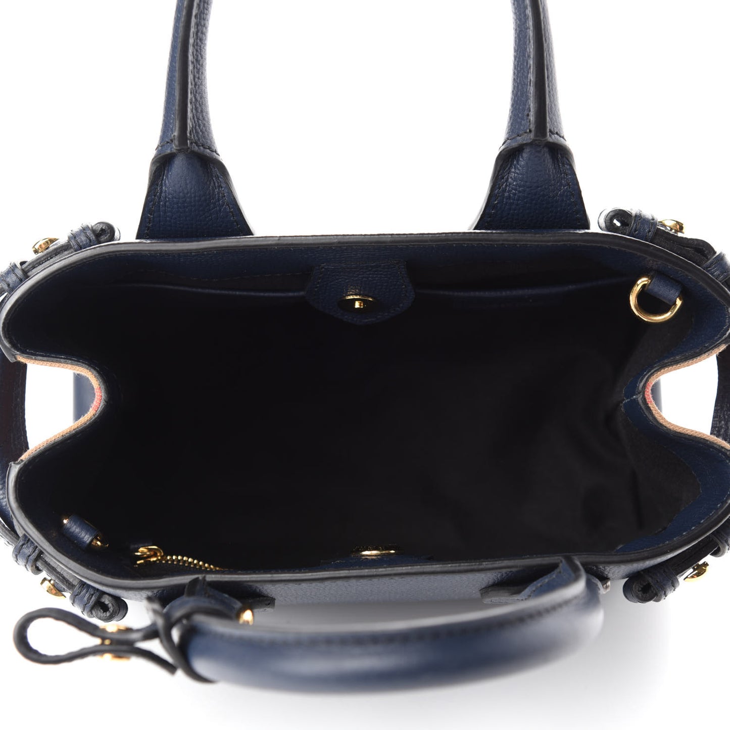 Grainy Calfskin House Check Baby Banner Tote Ink Blue
