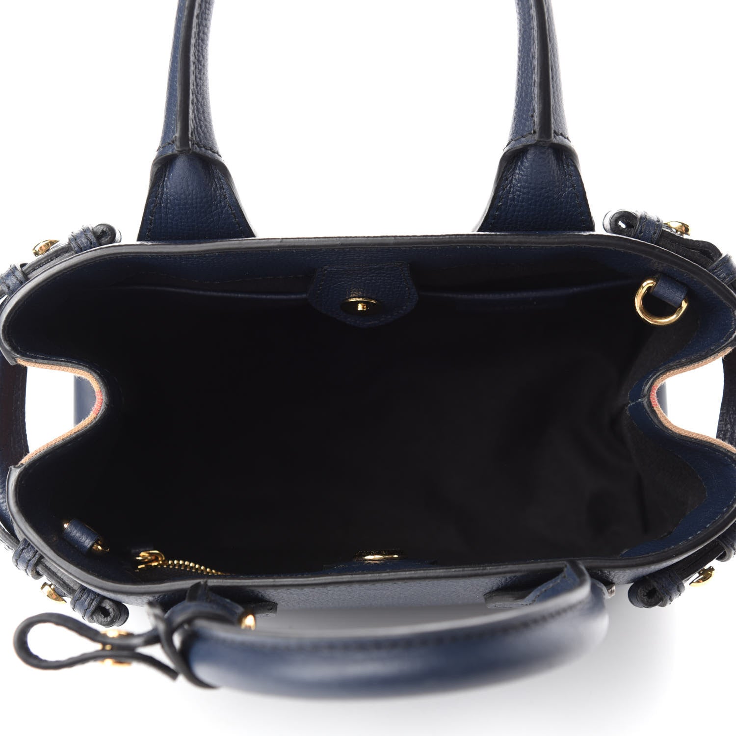 Burberry Grainy Calfskin House Check Baby Banner Tote Ink Blue 5 of 11