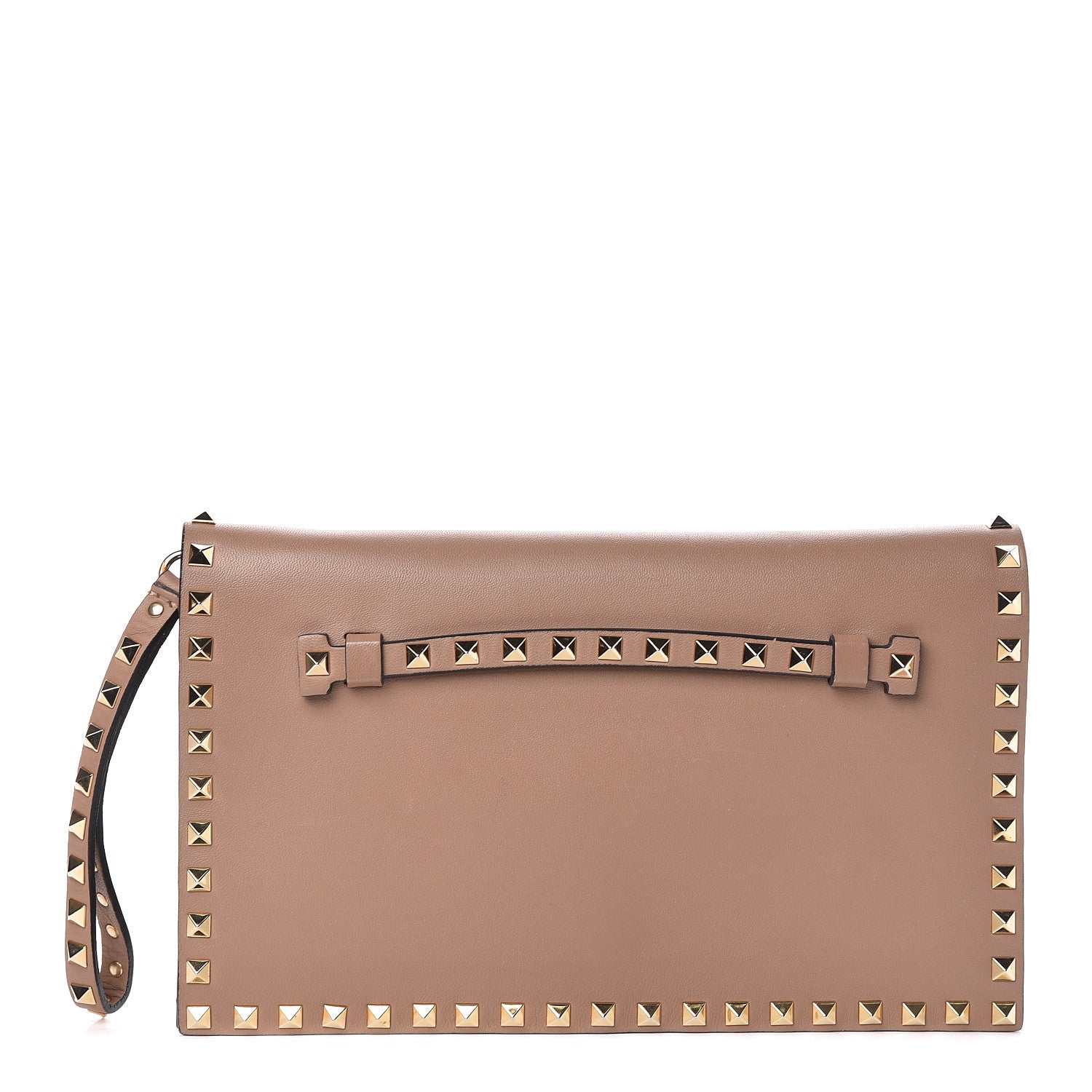 Valentino Garavani Nappa Rockstud Wristlet Clutch Alpaca 1 of 9