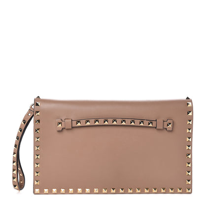 Valentino Garavani Nappa Rockstud Wristlet Clutch Alpaca 1 of 9