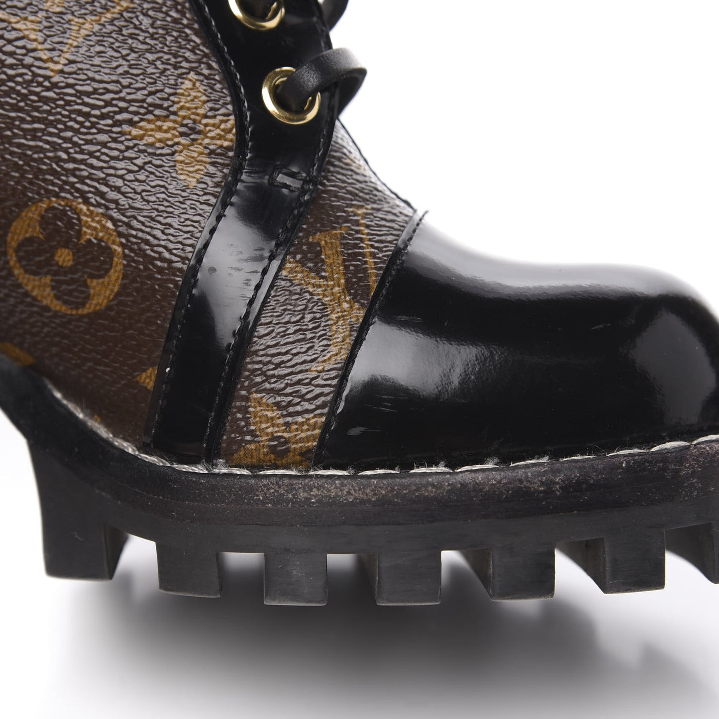 Patent Calfskin Monogram Star Trail Ankle Boots 37.5 Black