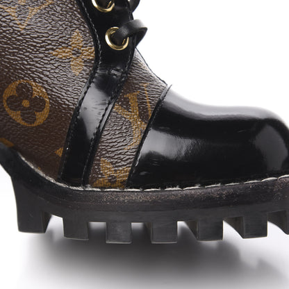 Louis Vuitton Patent Calfskin Monogram Star Trail Ankle Boots 37.5 Black 9 of 10