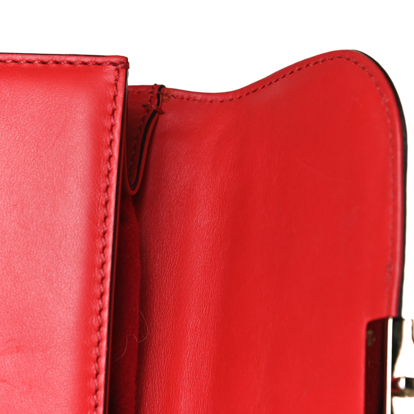 Vitello Small Glam Lock Rockstud Flap Red