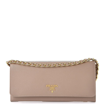Prada Saffiano Metal Oro Chain Wallet Cammeo 1 of 10